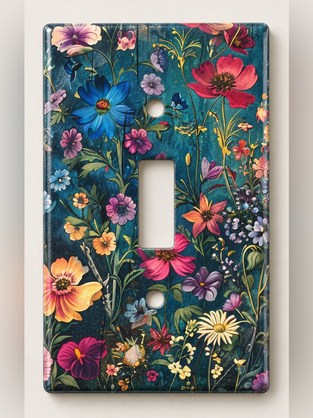 Handmade Colorful Floral Garden Toggle Light Switch Cover Midway Size